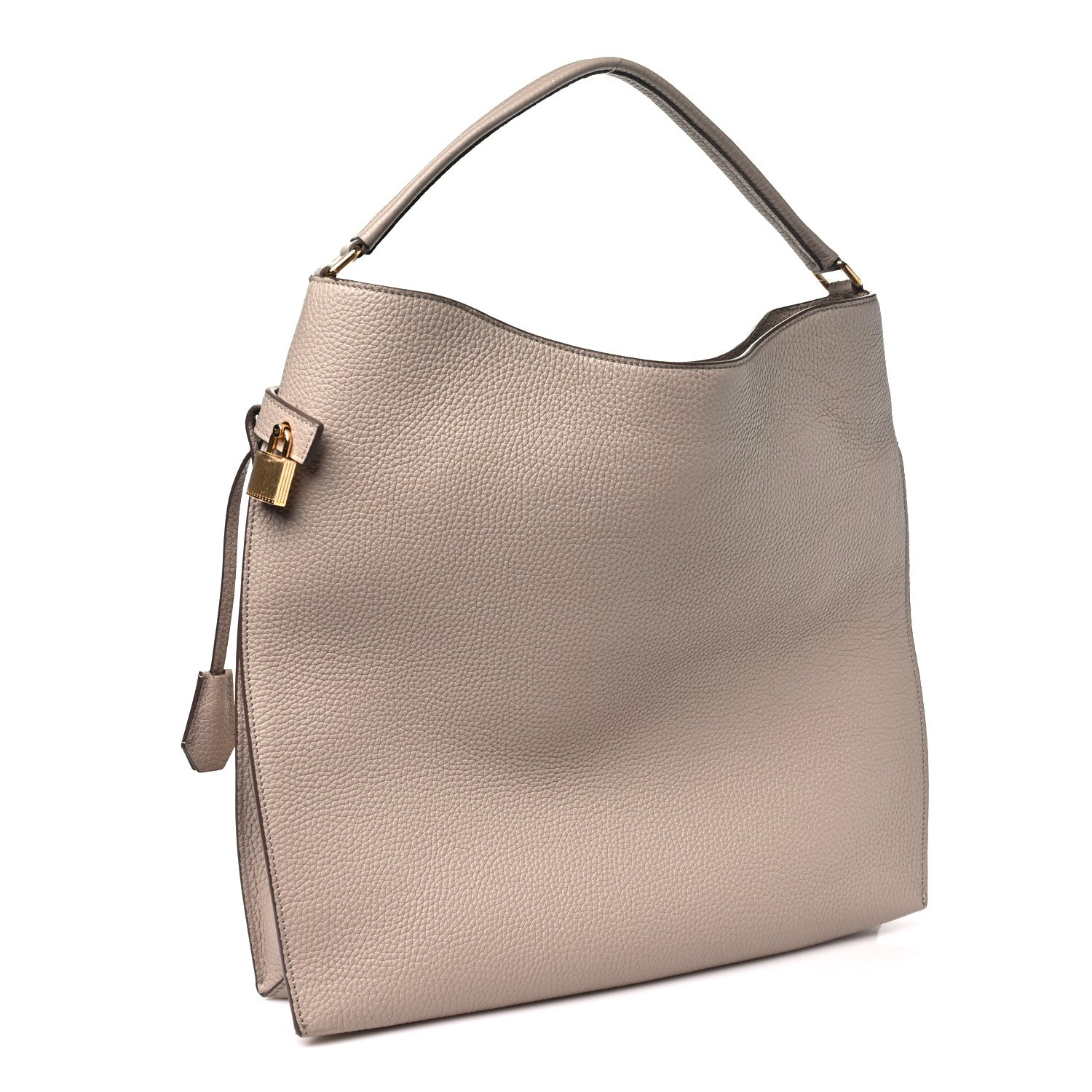 TOM FORD バッグ Tom Ford Pebbled Calfskin Large Alix Padlock Zip Hobo Bag Taupe