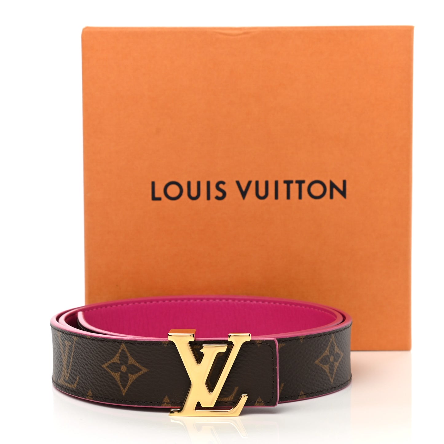 Calfskin Monogram 30mm LV Initiales Reversible Belt 80 32 Pink