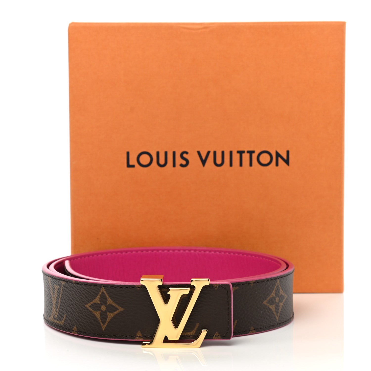 Louis Vuitton Calfskin Monogram 30mm LV Initiales Reversible Belt 80 32 Pink 6 of 6