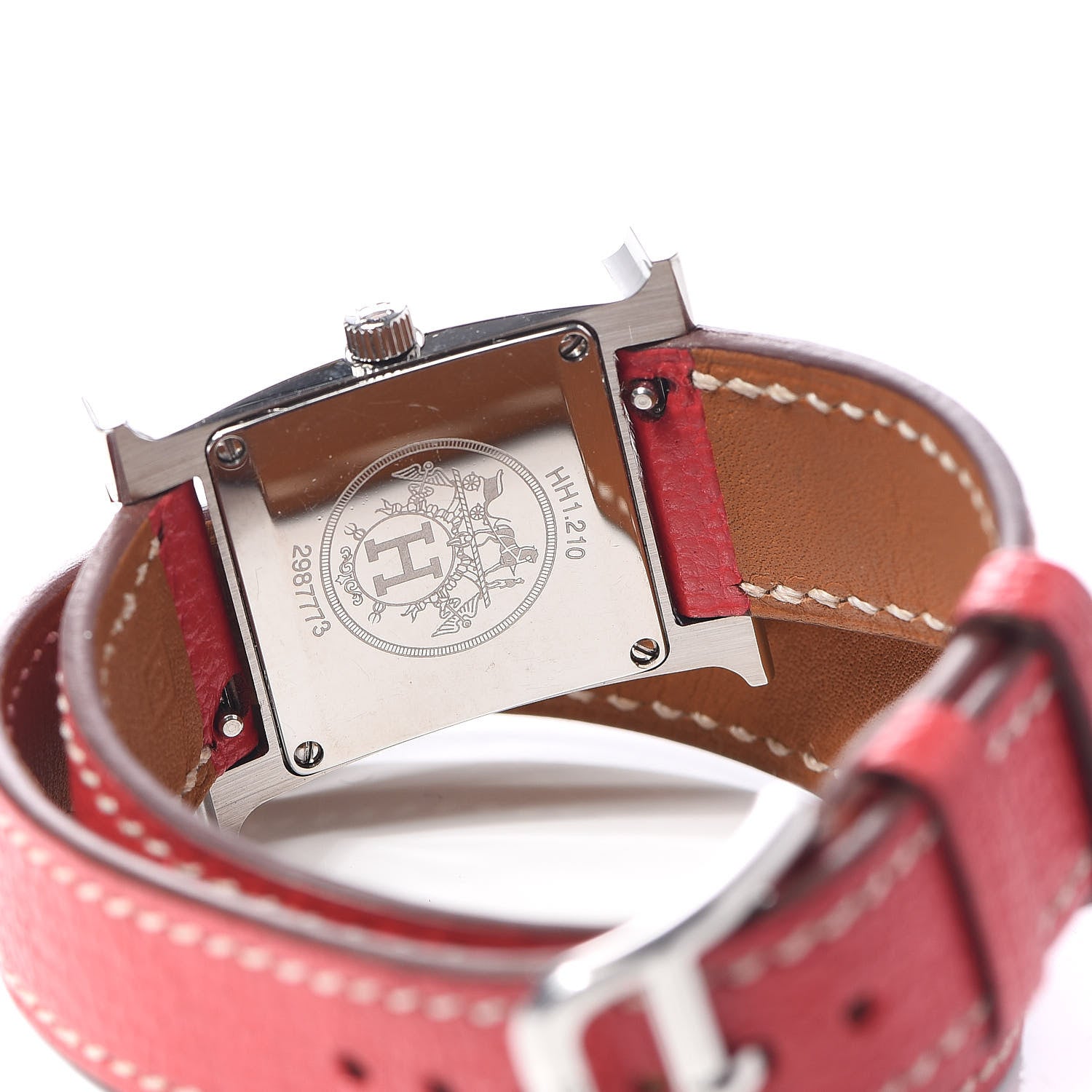 Hermes Stainless Steel Chevre Mysore 21mm Heure H Hour Double Tour Quartz Watch Bougainvillea 5 of 7