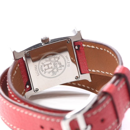 Hermes Stainless Steel Chevre Mysore 21mm Heure H Hour Double Tour Quartz Watch Bougainvillea 5 of 7
