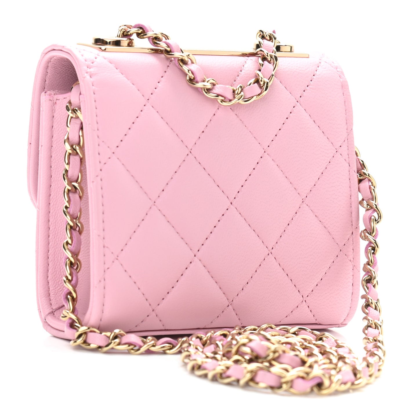 Lambskin Quilted Mini Trendy CC Clutch With Chain Pink