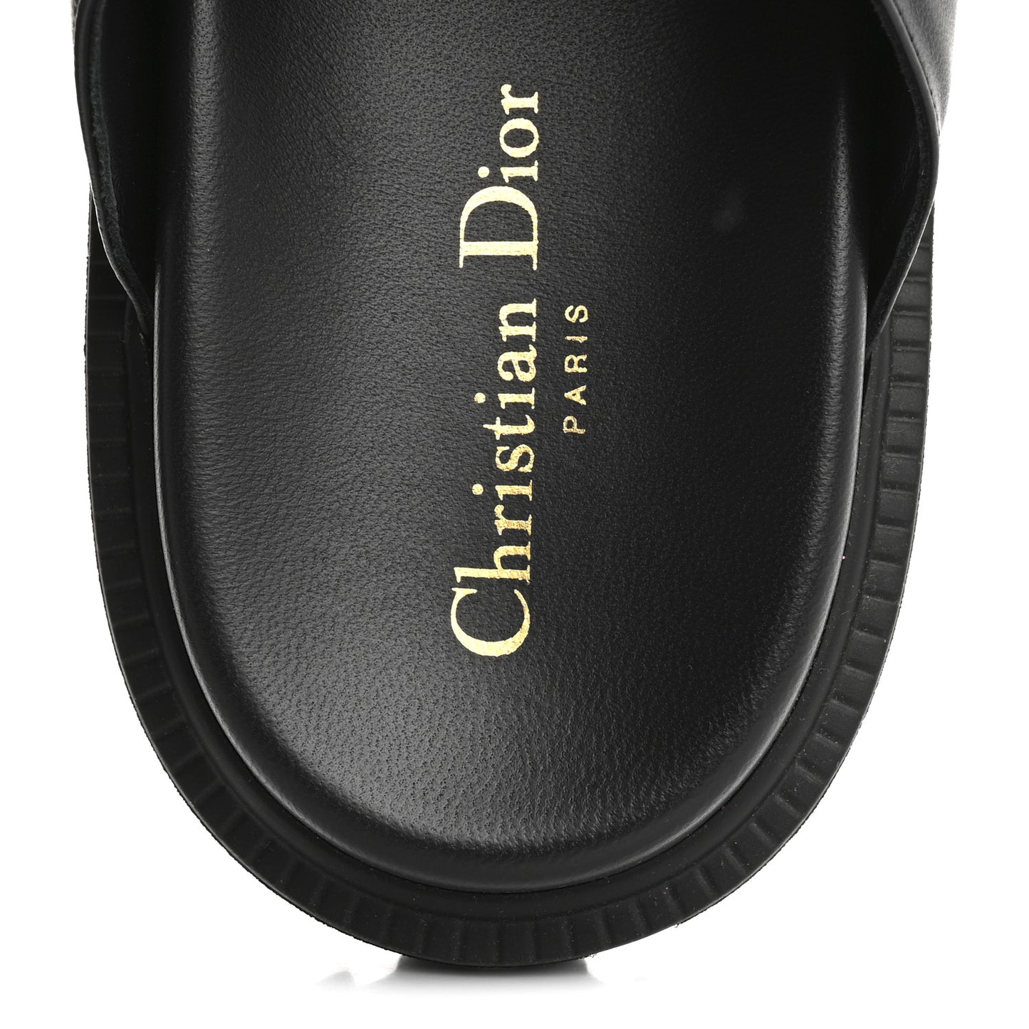 Lambskin Dioract 10mm Slide Sandals 41 Black
