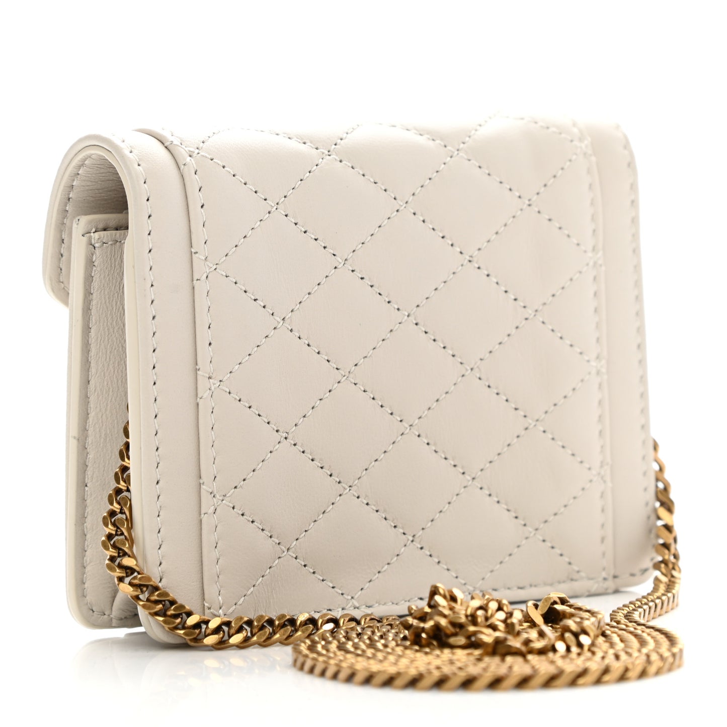 Lambskin Quilted Monogram Micro Gaby Crossbody Bag Blanc Vintage