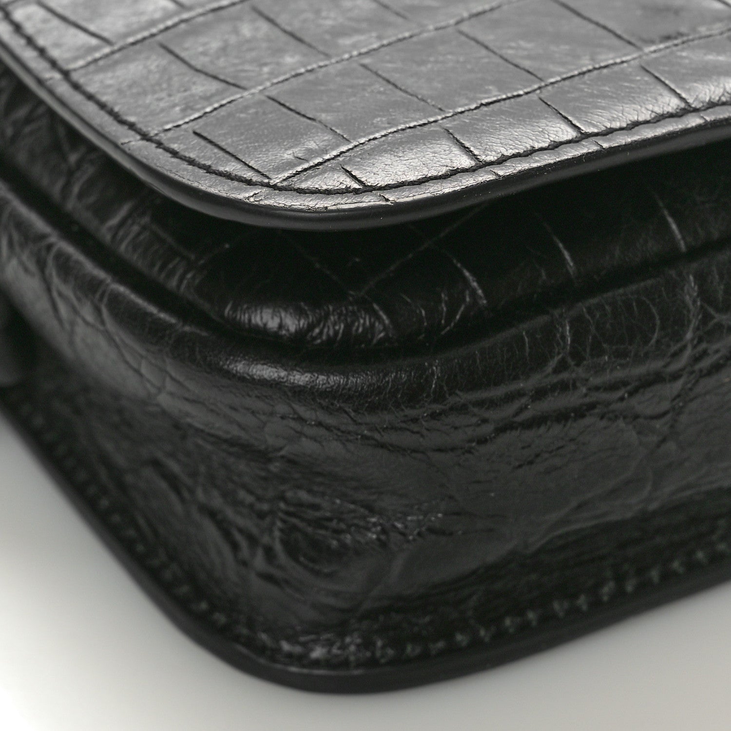 Saint Laurent Crocodile Embossed Toy Charlotte Messenger Bag Black 8 of 9