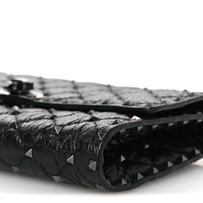 Valentino Garavani Craquele Nappa Rockstud Spike Wallet on Chain Black 9 of 9