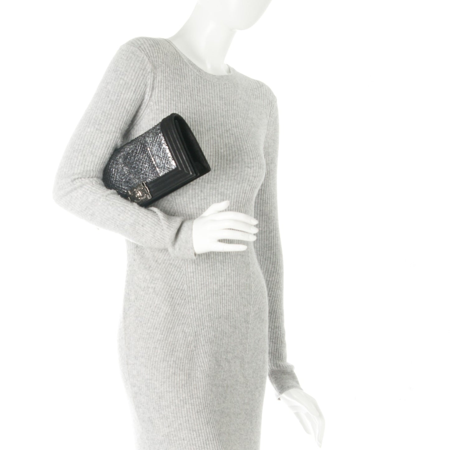 Calfskin Python Boy Flap Clutch Black