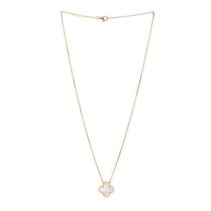 Van Cleef & Arpels 18K Yellow Gold Mother of Pearl Vintage Alhambra Pendant Necklace 3 of 4