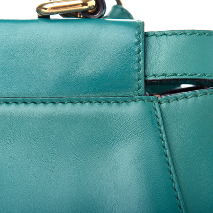 Fendi Vitello Morgan Fabric Jacquard Pequin Medium Peekaboo Iconic Satchel Lago Tobacco Black 11 of 11
