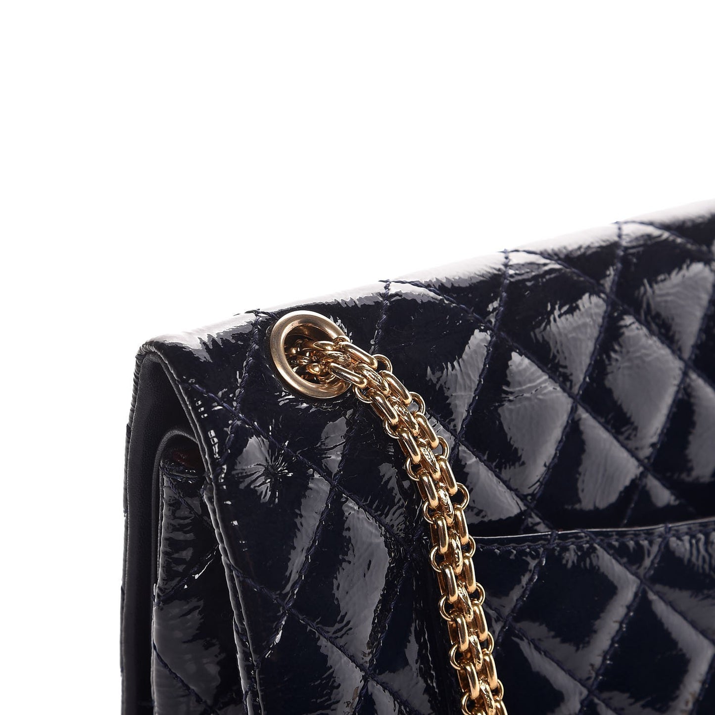 Distressed Patent Quilted 2.55 Reissue 226 Flap Navy