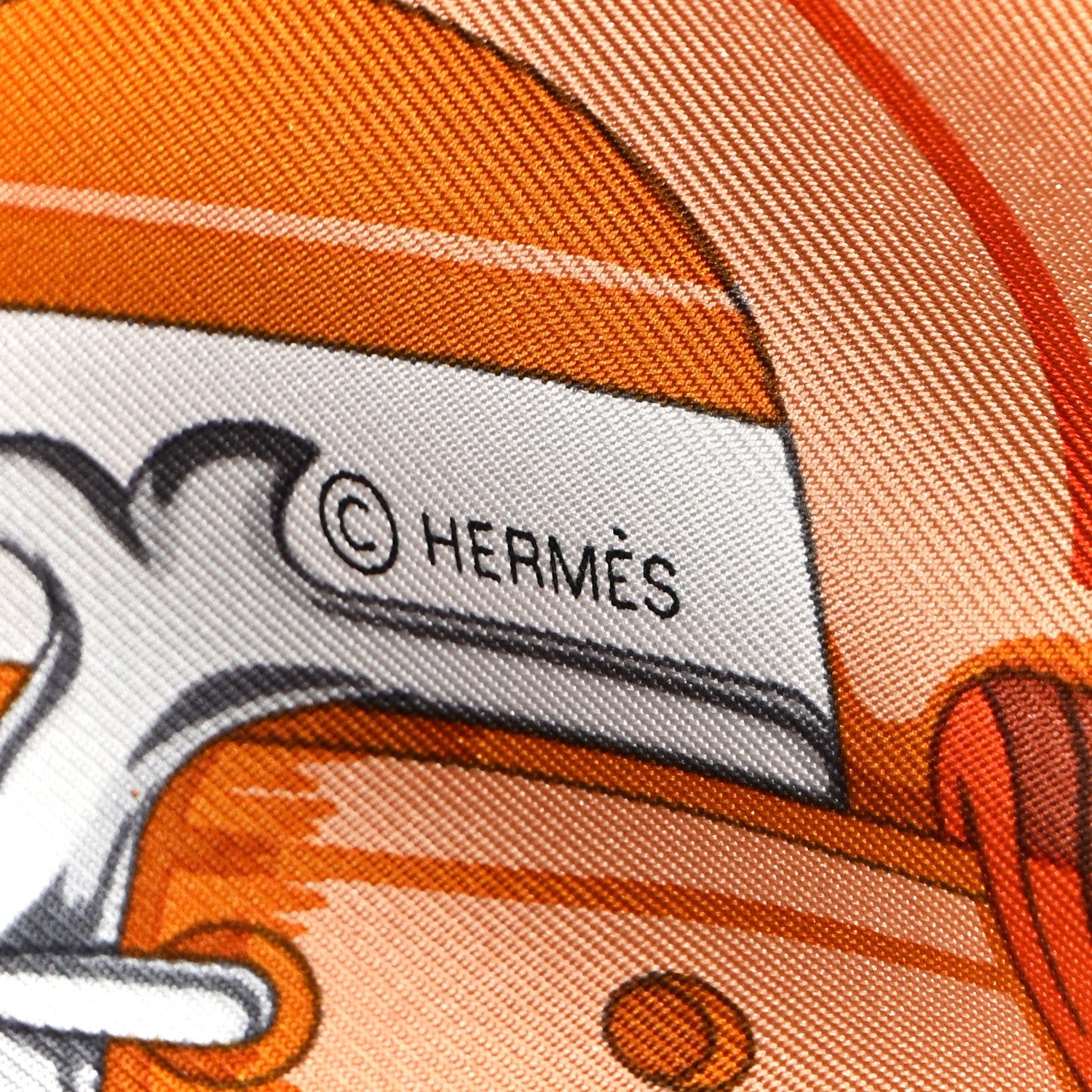 Hermes Silk Brides Et Destin Scarf 90 Orange Cuit Beige 3 of 3