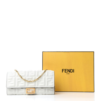 Fendi Nappa Matisse FF Embossed Continental Wallet On Chain White 11 of 11