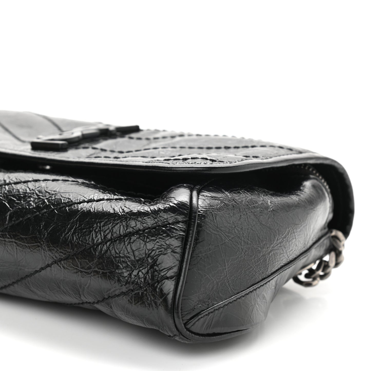 Crinkled Calfskin Matelasse Monogram Niki Body Bag Black