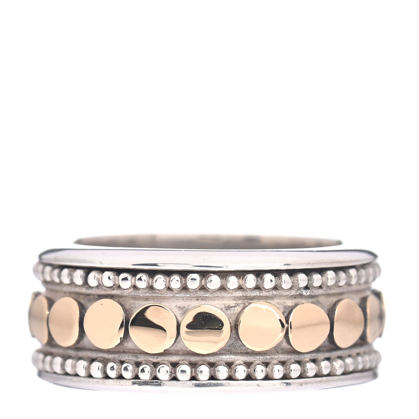 Sterling Silver 18K Yellow Gold Dot Band Ring 53 6.5