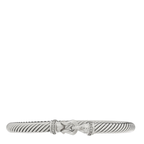 Sterling Silver Diamond 5mm Cable Buckle Bracelet