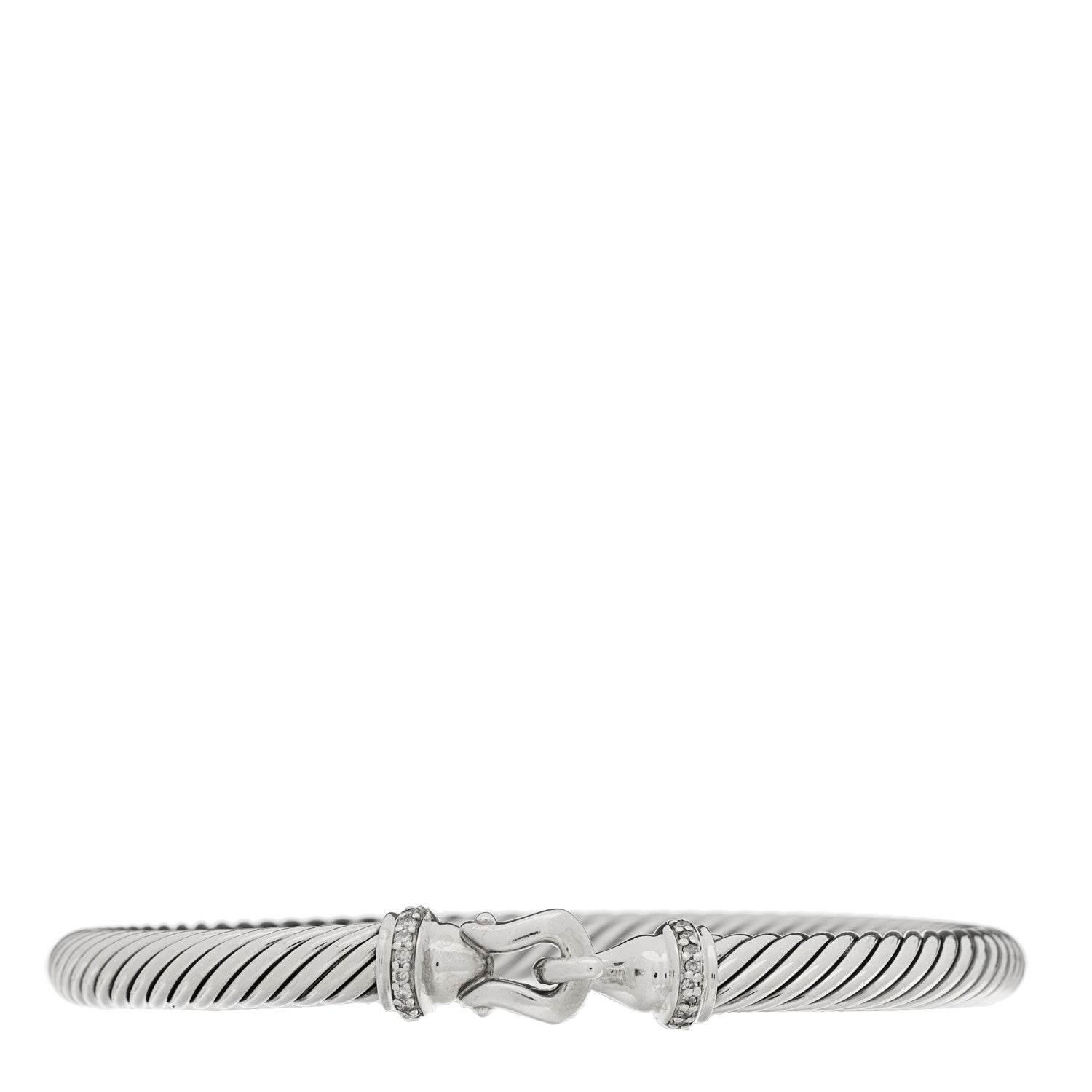 David Yurman Sterling Silver Diamond 5mm Cable Buckle Bracelet 1 of 3