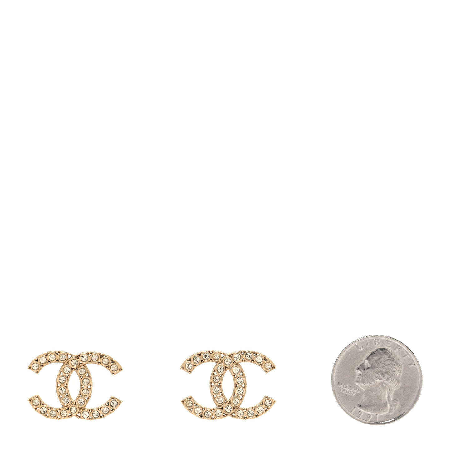 Crystal CC Earrings  Gold