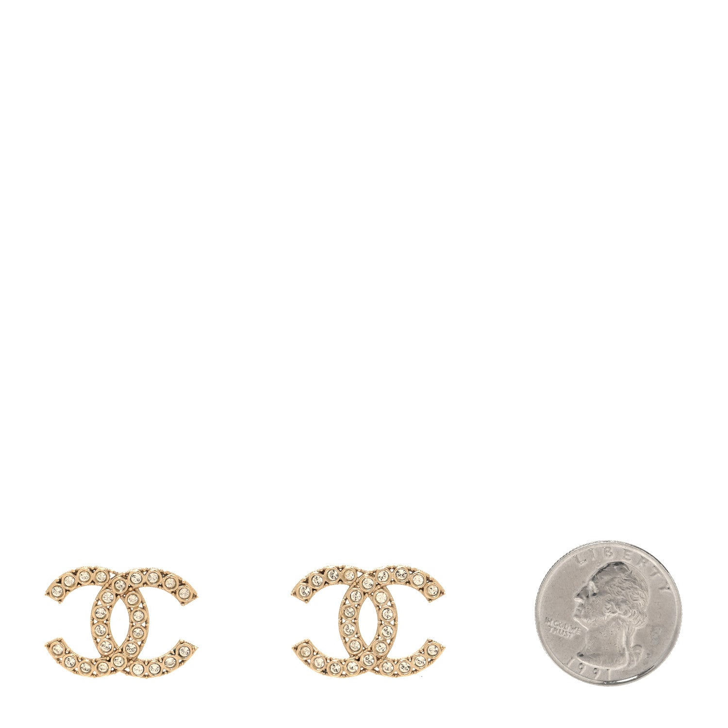 Chanel Crystal CC Earrings  Gold 2 of 4