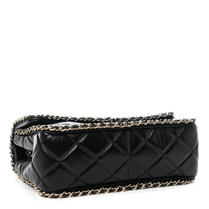Chanel Crumpled Calfskin Medium Chain All Over Flap Black 4 of 9