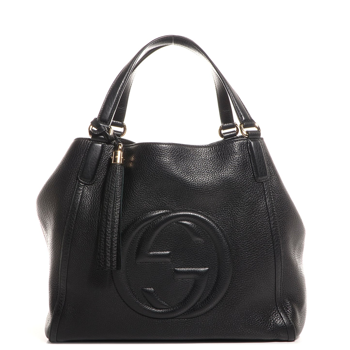 Pebbled Calfskin Medium Soho Shoulder Bag Black