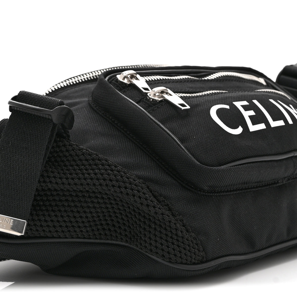 Celine Cotton Gabardine Logo Print Trekking Belt Bag Black 10 of 11