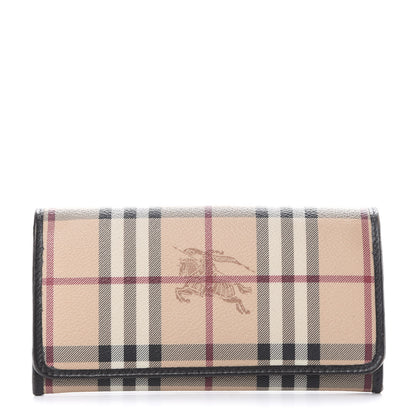 Burberry Haymarket Check Penrose Continental Wallet Chocolate 1 of 8