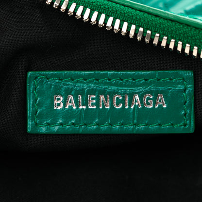 Balenciaga Extra Supple Calfskin Crystal Crocodile Embossed Le Cagole Shoulder Bag XS Jade 7 of 11