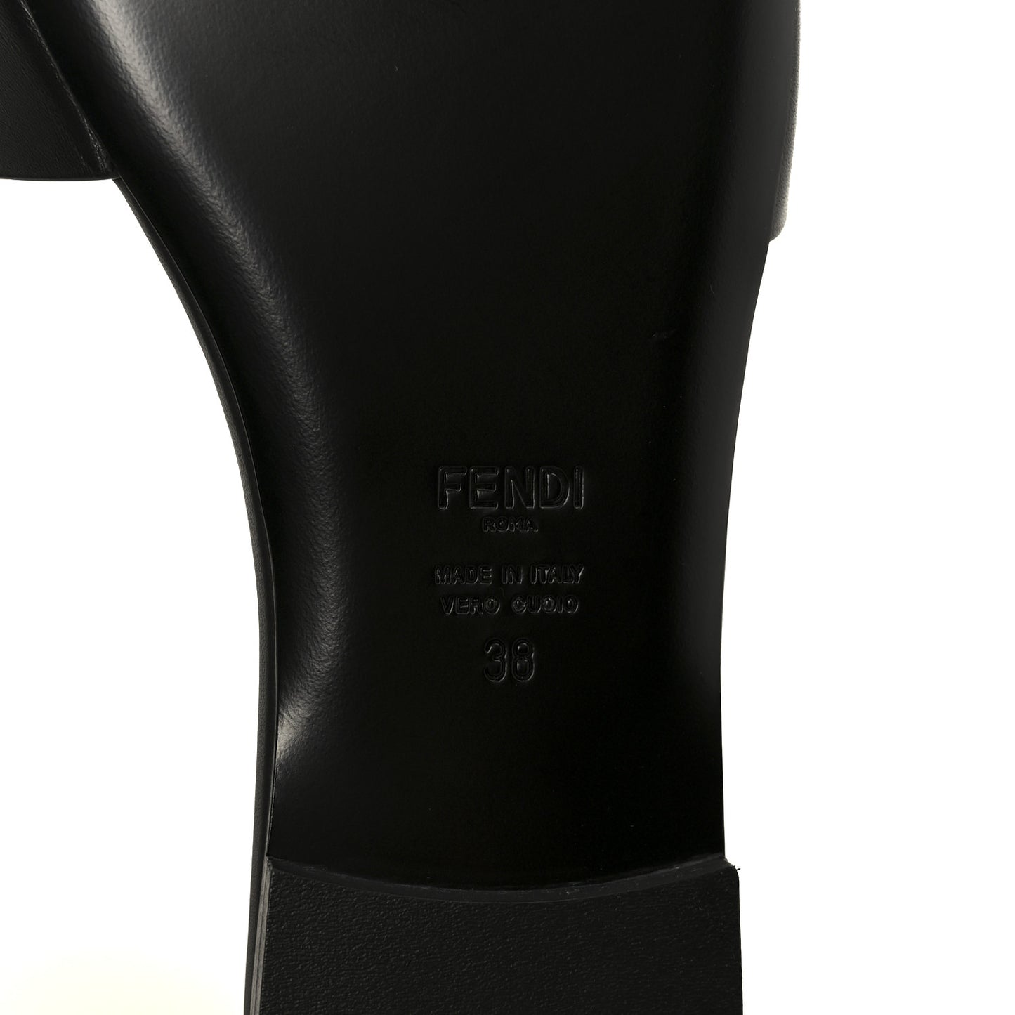 Vitello Cuoio Baguette Flat Slide Sandals 38 Black
