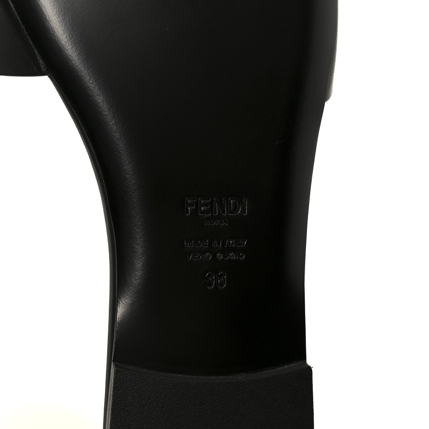 Fendi Vitello Cuoio Baguette Flat Slide Sandals 38 Black 8 of 8