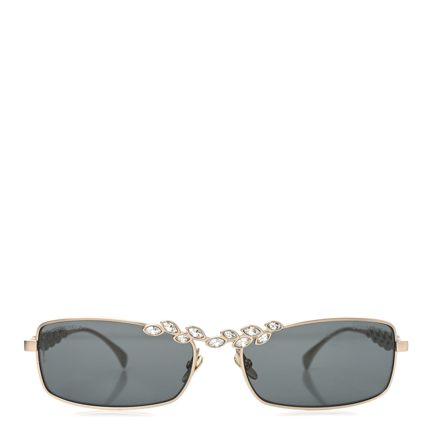 Chanel Metal Crystal Sparkling Wheat Rectangle Sunglasses 71584