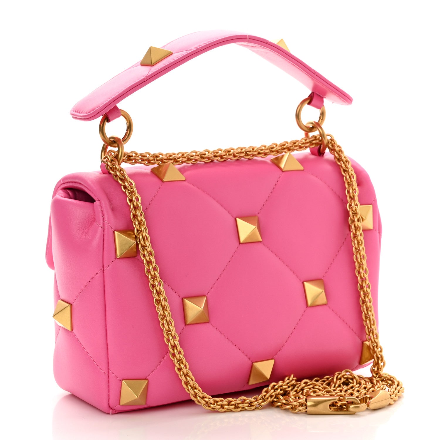 Valentino Garavani Nappa Medium Roman Stud Shoulder Bag Feminine Pink 3 of 9
