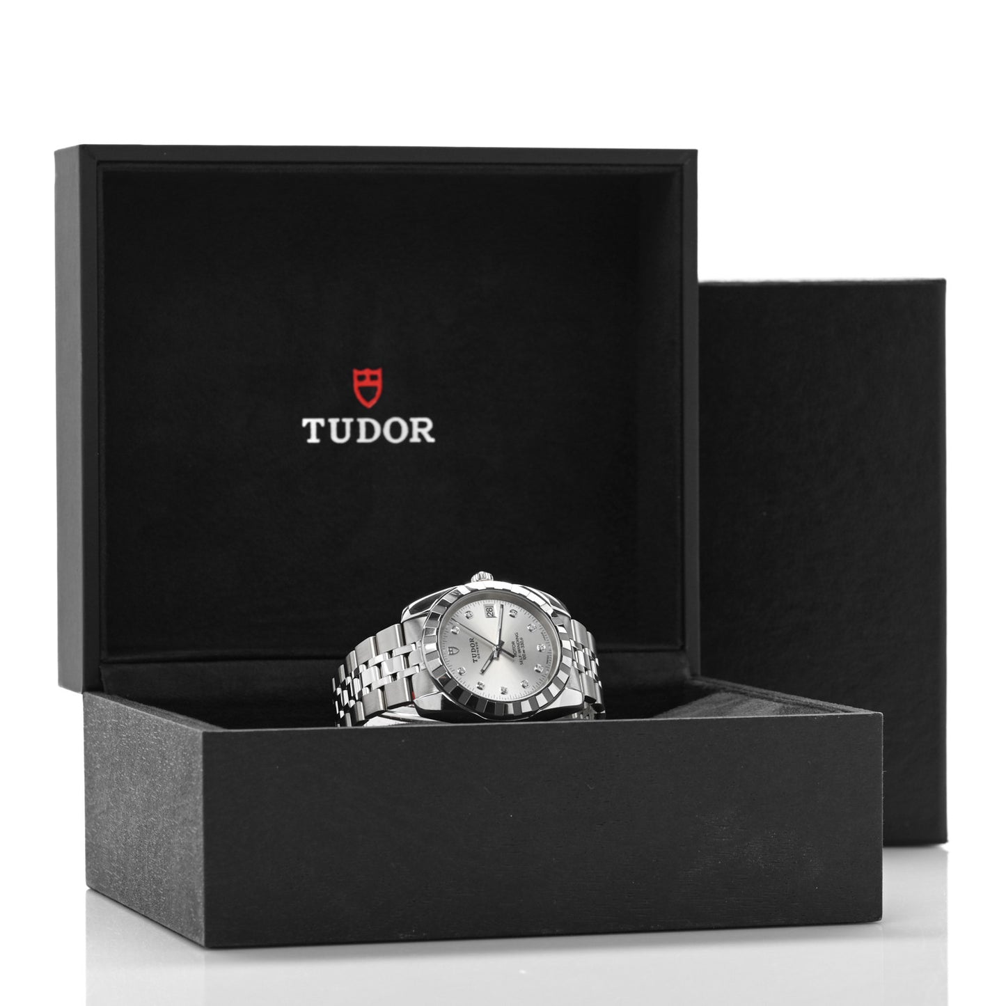Stainless Steel Diamond 38mm Classic Date Automatic Watch Silver 21010