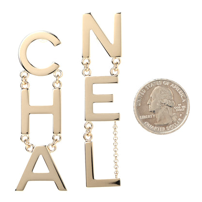 Chanel Metal Cha-Nel Logo Drop Earrings Gold 2 of 4