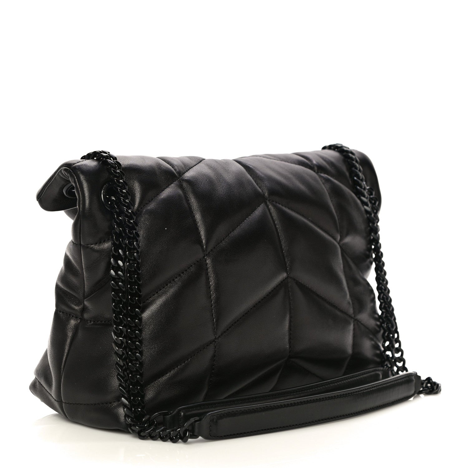 Saint Laurent Lambskin Quilted Small Loulou Puffer Monogram Chain Satchel Black 3 of 14