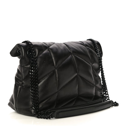Saint Laurent Lambskin Quilted Small Loulou Puffer Monogram Chain Satchel Black 3 of 14