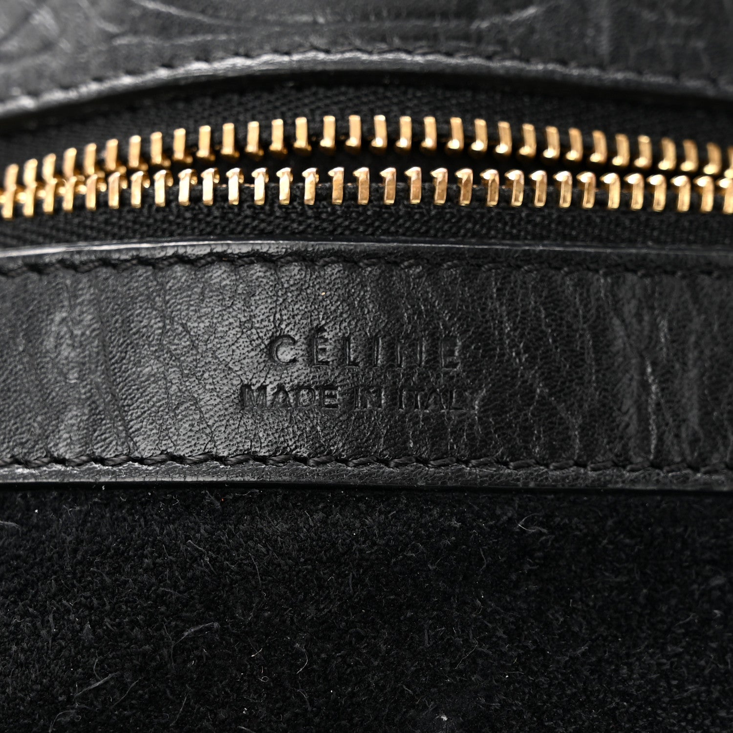 Celine Crocodile Embossed Calfskin Medium Belt Cabas Phantom Black 6 of 12