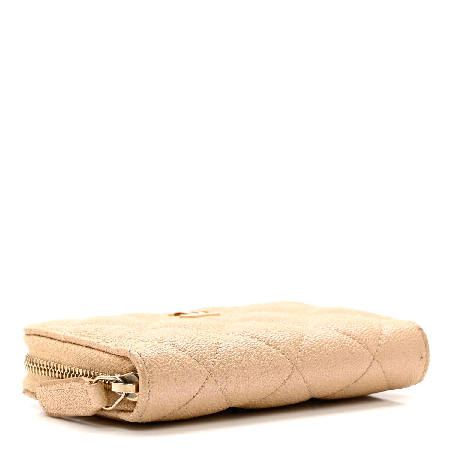Chanel Iridescent Caviar Quilted Zip Around Coin Purse Beige 4 of 7