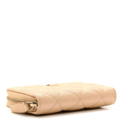 Chanel Iridescent Caviar Quilted Zip Around Coin Purse Beige 4 of 7