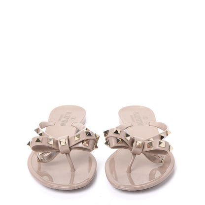 Valentino Garavani PVC Jelly Rockstud Bow Thong Sandals 37 Poudre 3 of 7