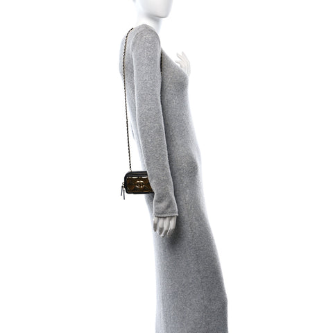 Lambskin Quilted Mini Golden Plate Clutch With Chain Black