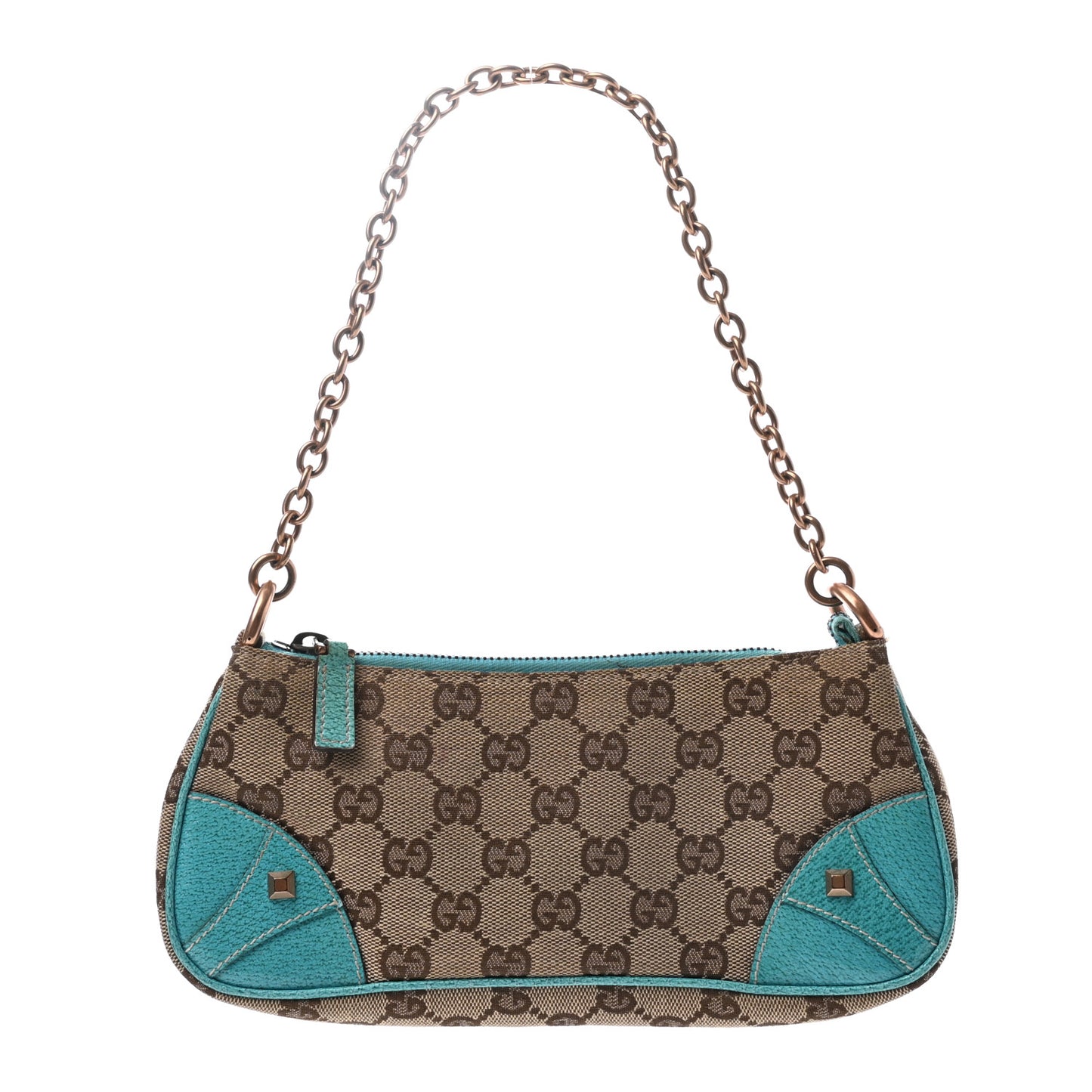 Monogram Horsebit Nail Chain Pochette Turquoise