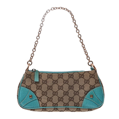 Gucci Monogram Horsebit Nail Chain Pochette Turquoise 1 of 7