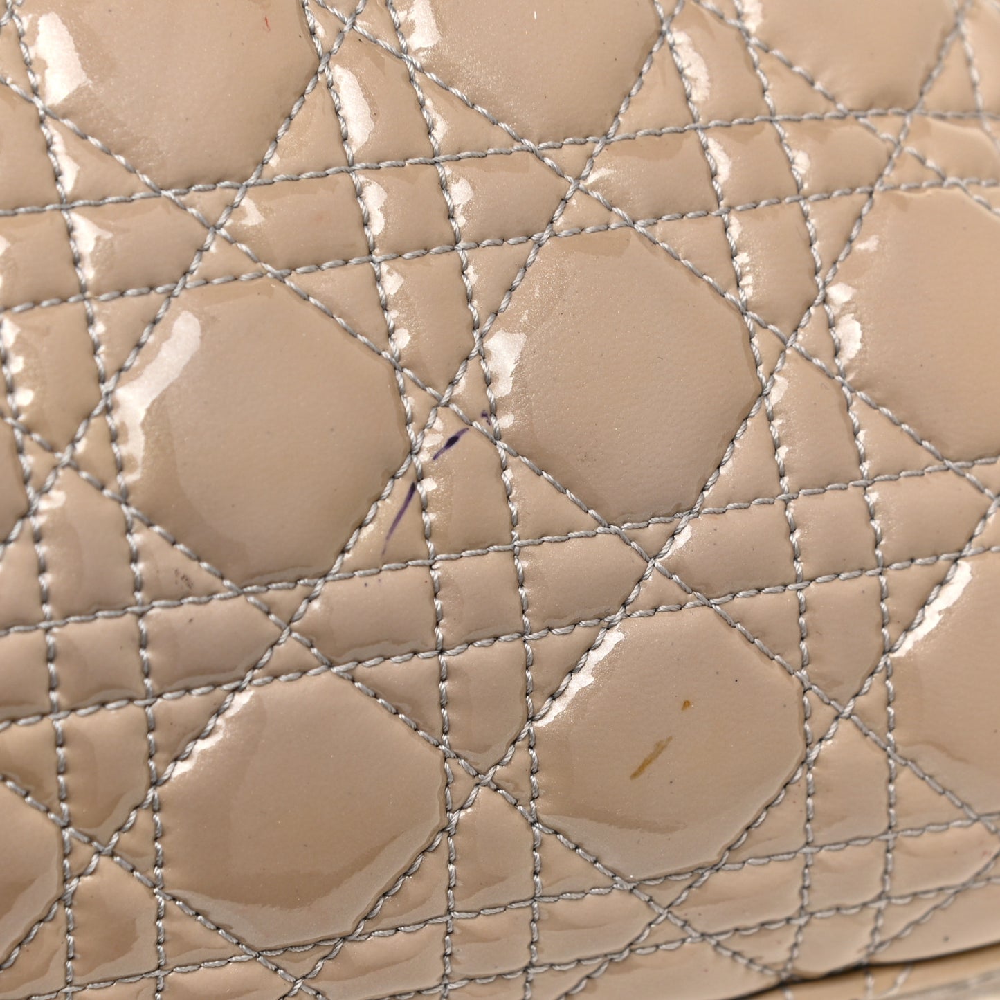 Patent Cannage Large Dior Soft Shopping Tote Beige