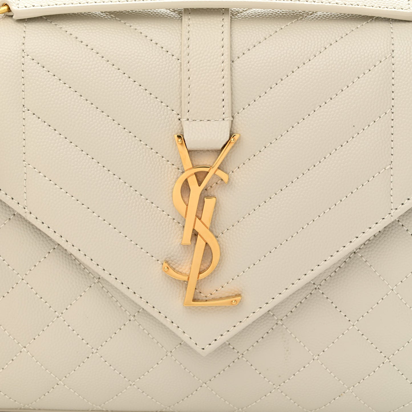 Grain De Poudre Textured Mixed Matelasse Medium Triquilt Monogram Satchel White