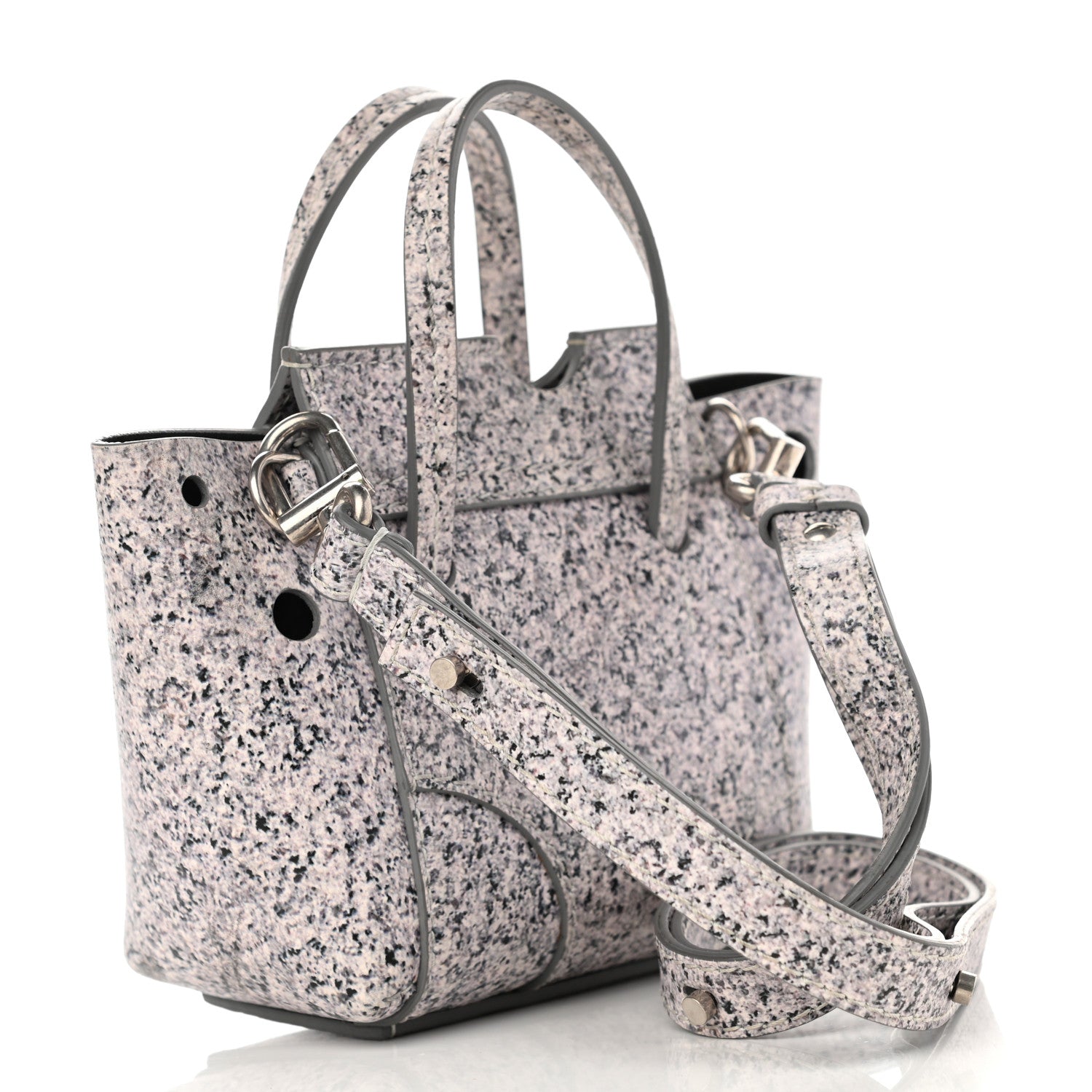 Off-White OFF WHITE Calfskin Marble Printed Burrow 16 Tote Grey 3 of 9