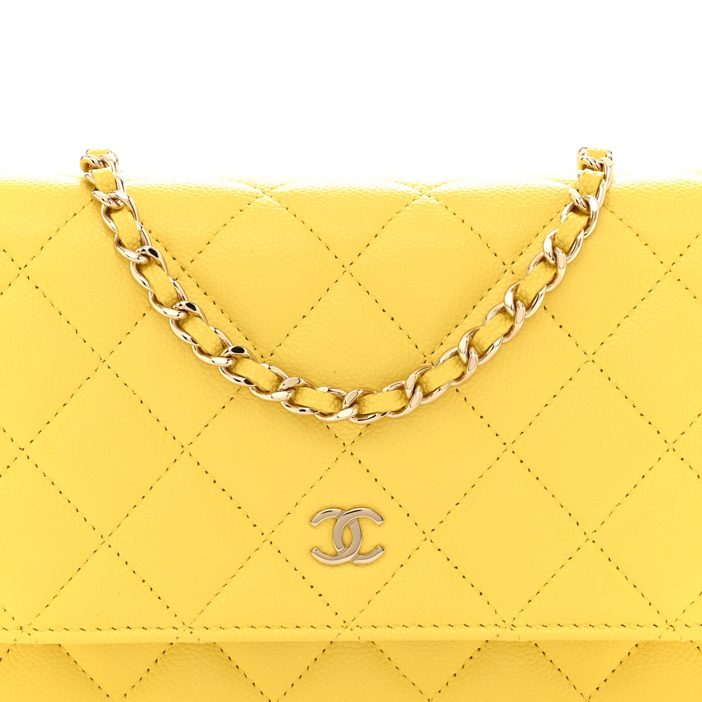 Caviar Quilted Wallet on Chain WOC Yellow