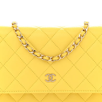 Chanel Caviar Quilted Wallet on Chain WOC Yellow 8 of 10