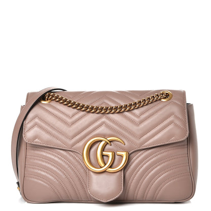 Gucci Calfskin Matelasse Medium GG Marmont Shoulder Bag Porcelain Rose 1 of 9