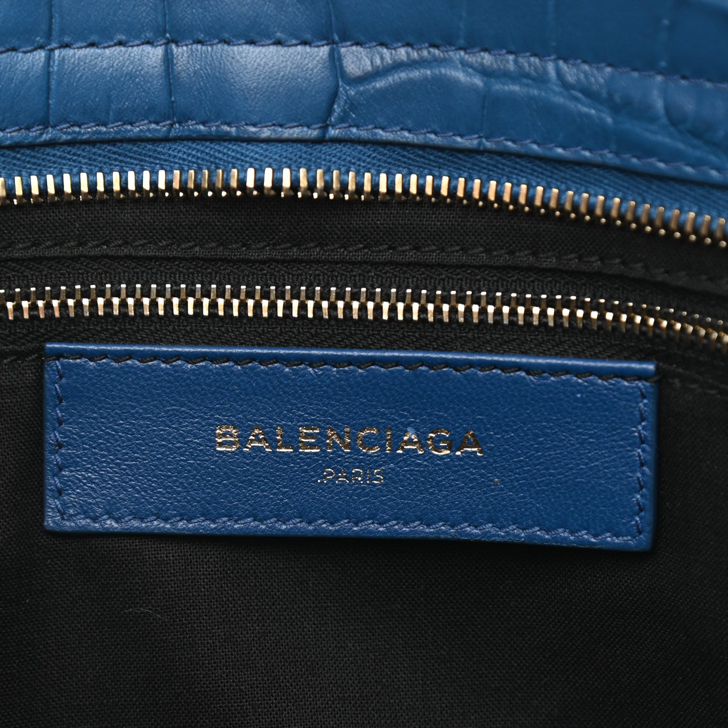Calfskin Crocodile Embossed Classic Silver Hardware City Bleu Marine