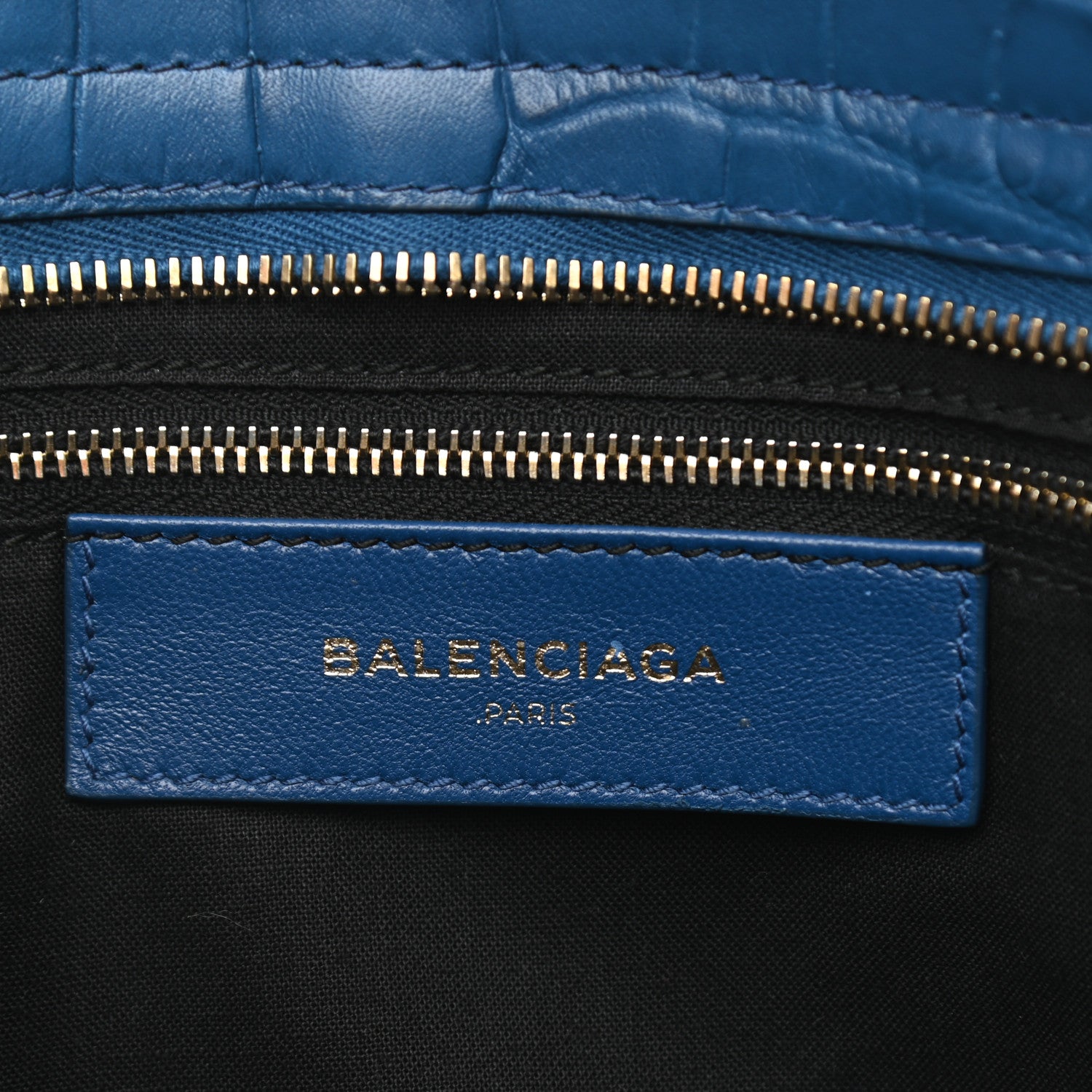 Balenciaga Calfskin Crocodile Embossed Classic Silver Hardware City Bleu Marine 6 of 11